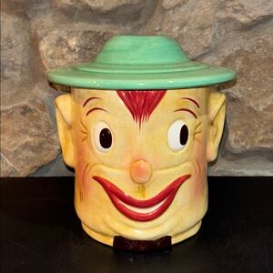 VTG MCM Oscar Dough Boy Cookie Jar. Green Hat.